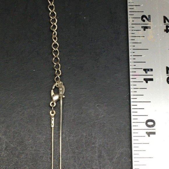 Long Oval Necklace Silver Pendant Amber Peach Sparkle Bead Retro BoHo Soft Girl - Picture 7 of 8